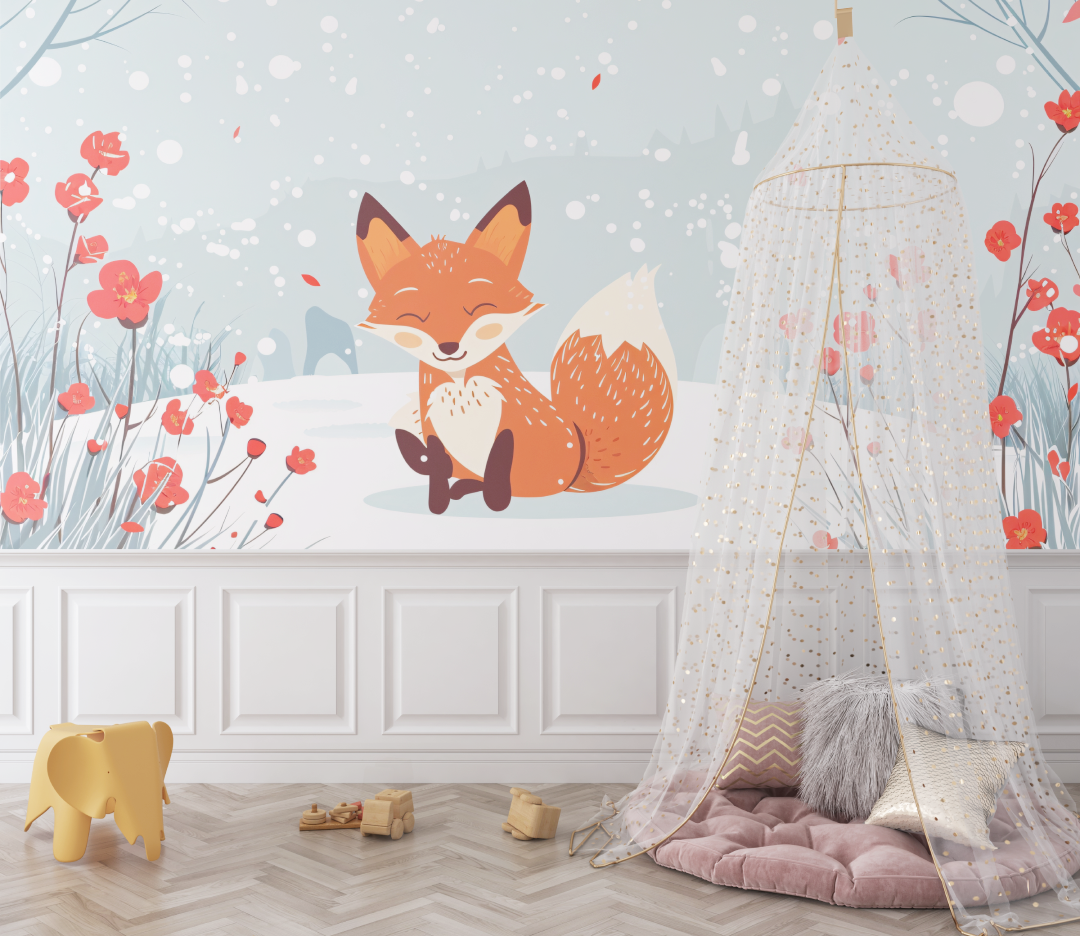 Blue Forest Fox Wallpaper | Murals Wallpaper