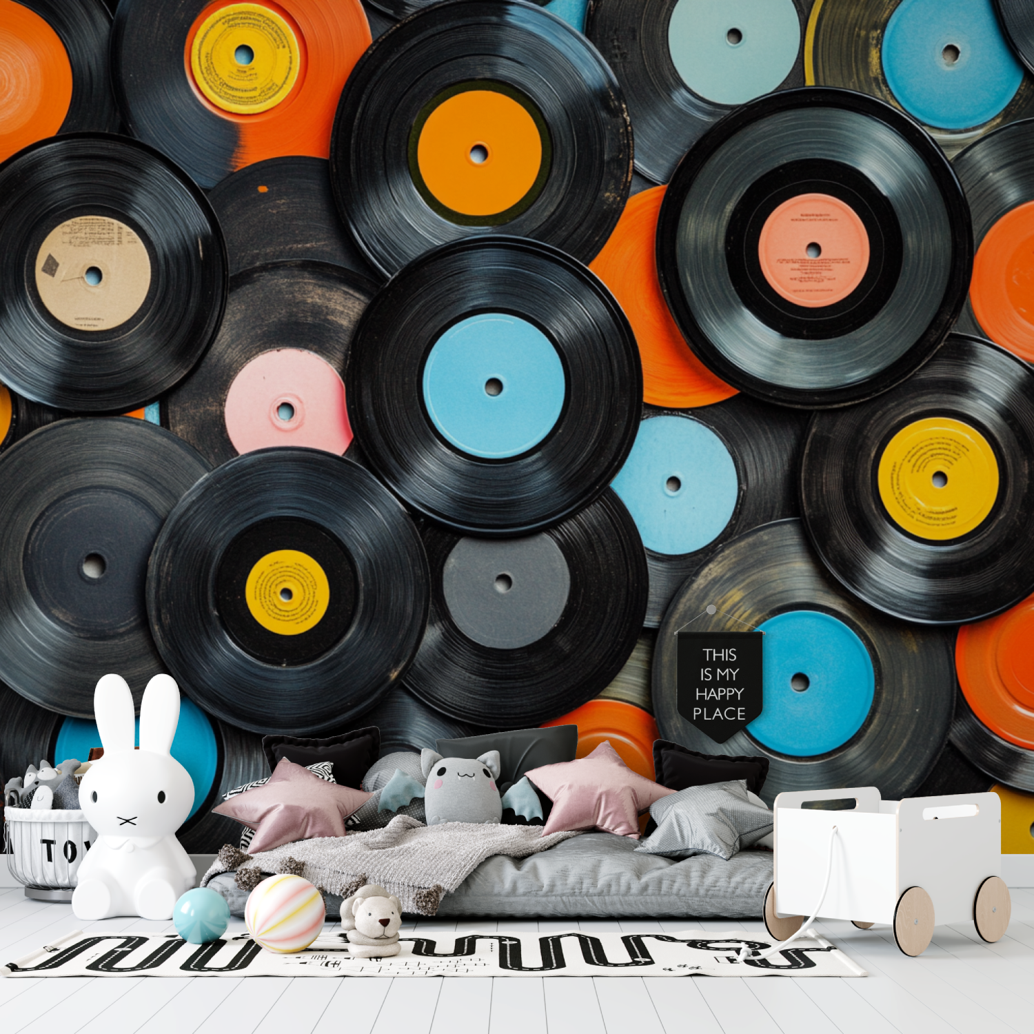 Colored Vinyl Record Wallpaper | Murals Wallpaper