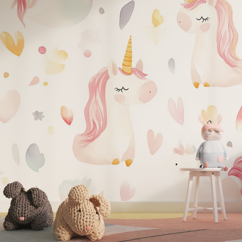 Trendy Cute Baby Unicorn Wallpaper | Murals Wallpaper