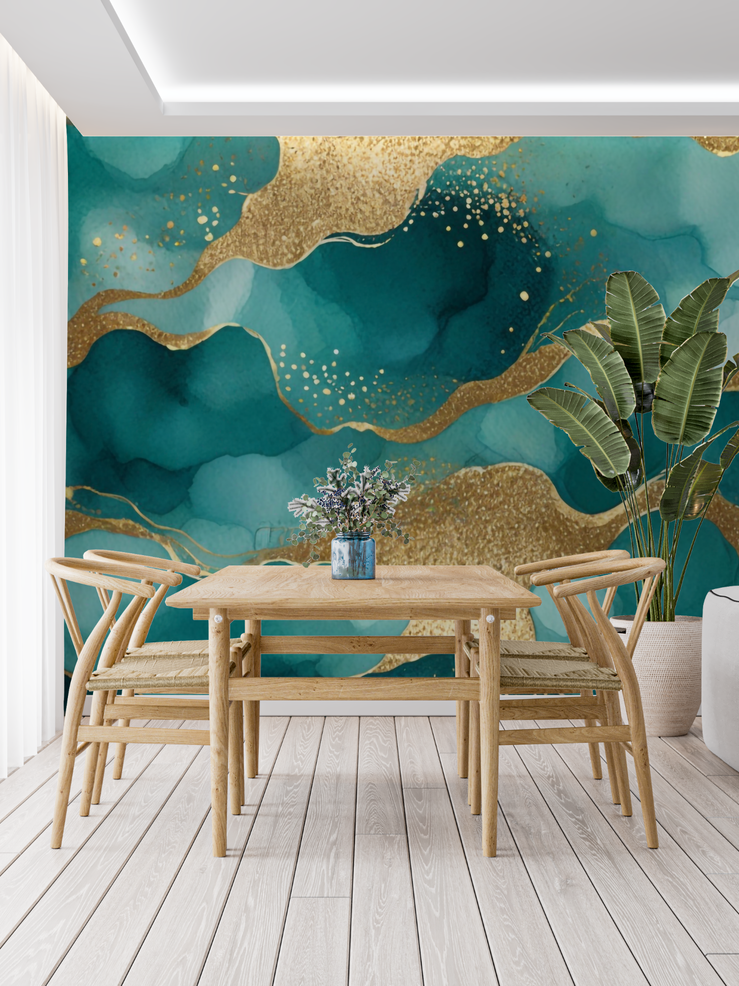 Turquoise and Gold Wallpaper | Murals Wallpaper