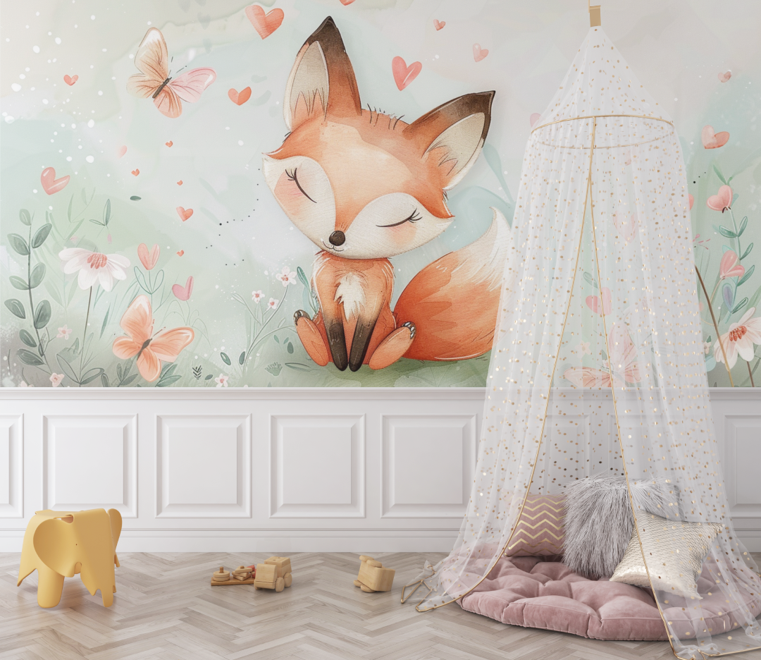 Baby Fox Wallpaper for Nursery | Murals Wallpaper