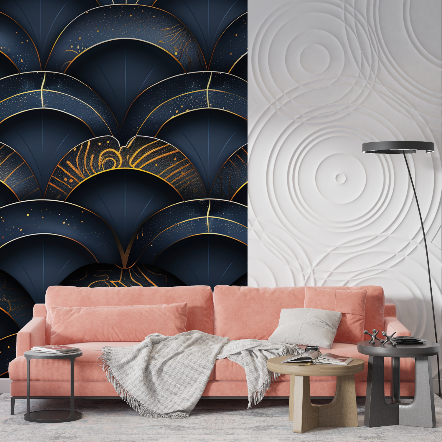 Dark Blue Art Deco Wallpaper | Murals Wallpaper