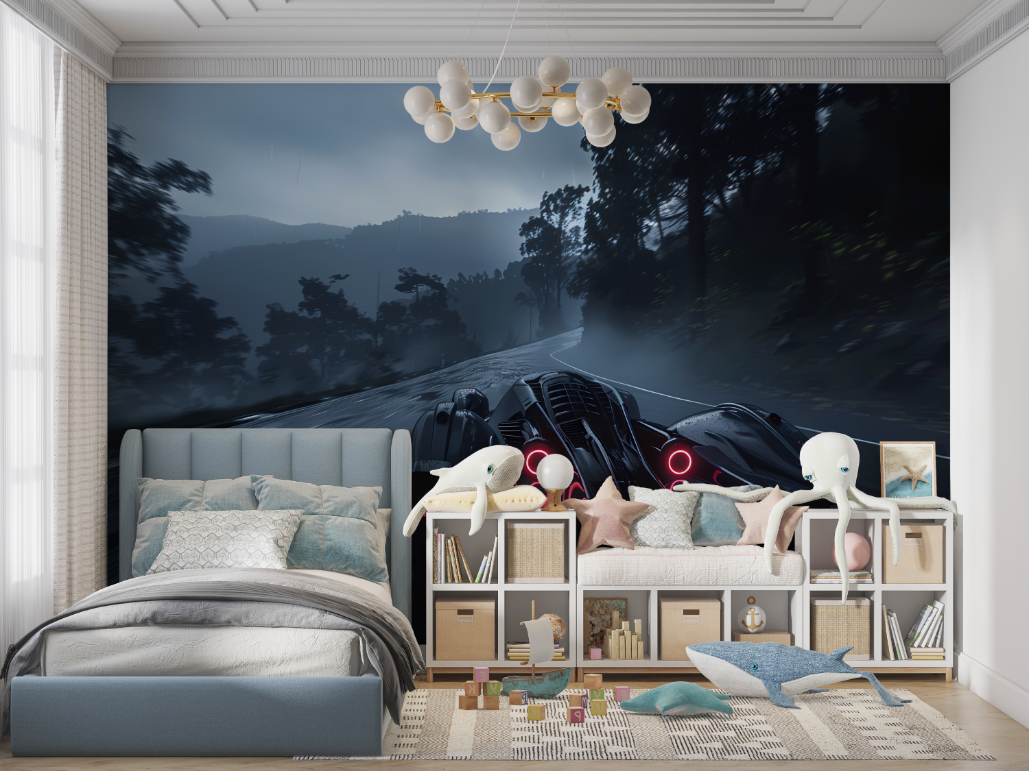 3D-Tapete für Zimmer mit Blick auf den Garcon-Panoramaraum