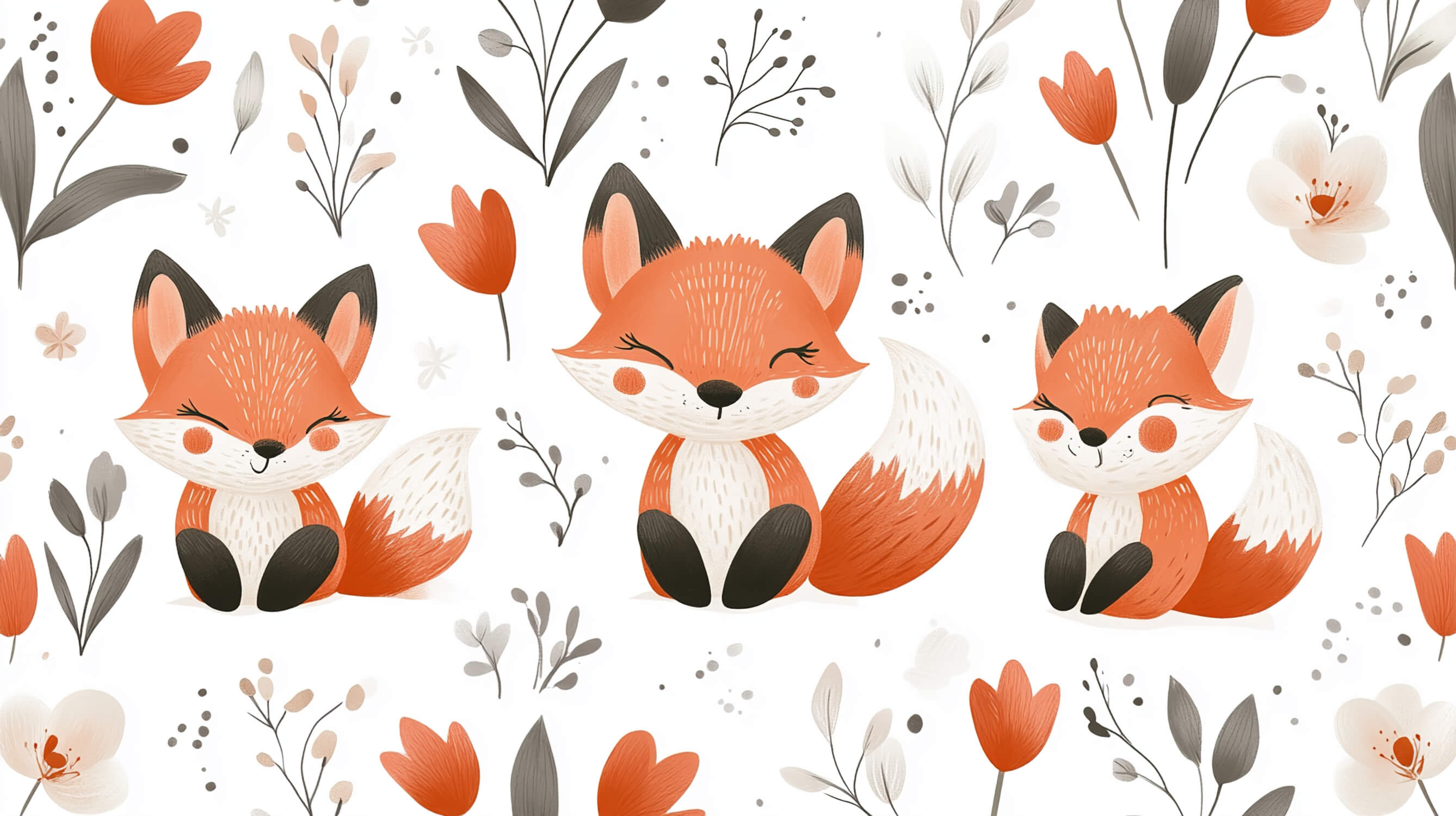 Floral Fox Wallpaper | Murals Wallpaper