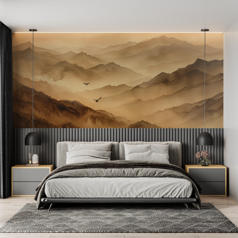 Terracotta Mountain in Fog Wallpaper | Murals Wallpaper