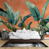Terracotta Wallpaper with Banana Leaves | Murals Wallpaper