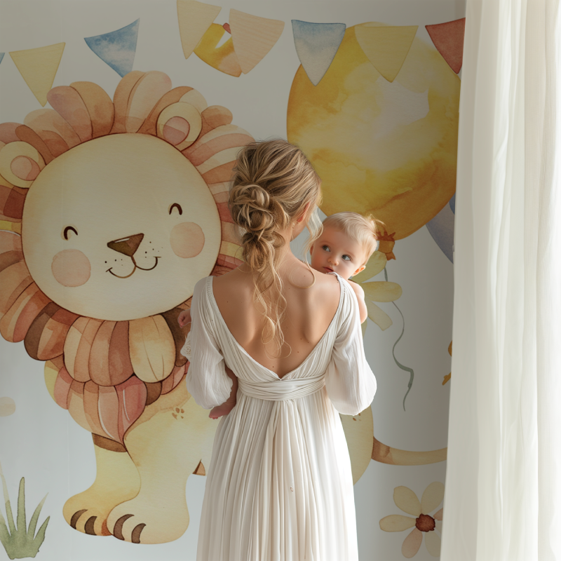 Lion and Colorful Balloons Wallpaper | Murals Wallpaper