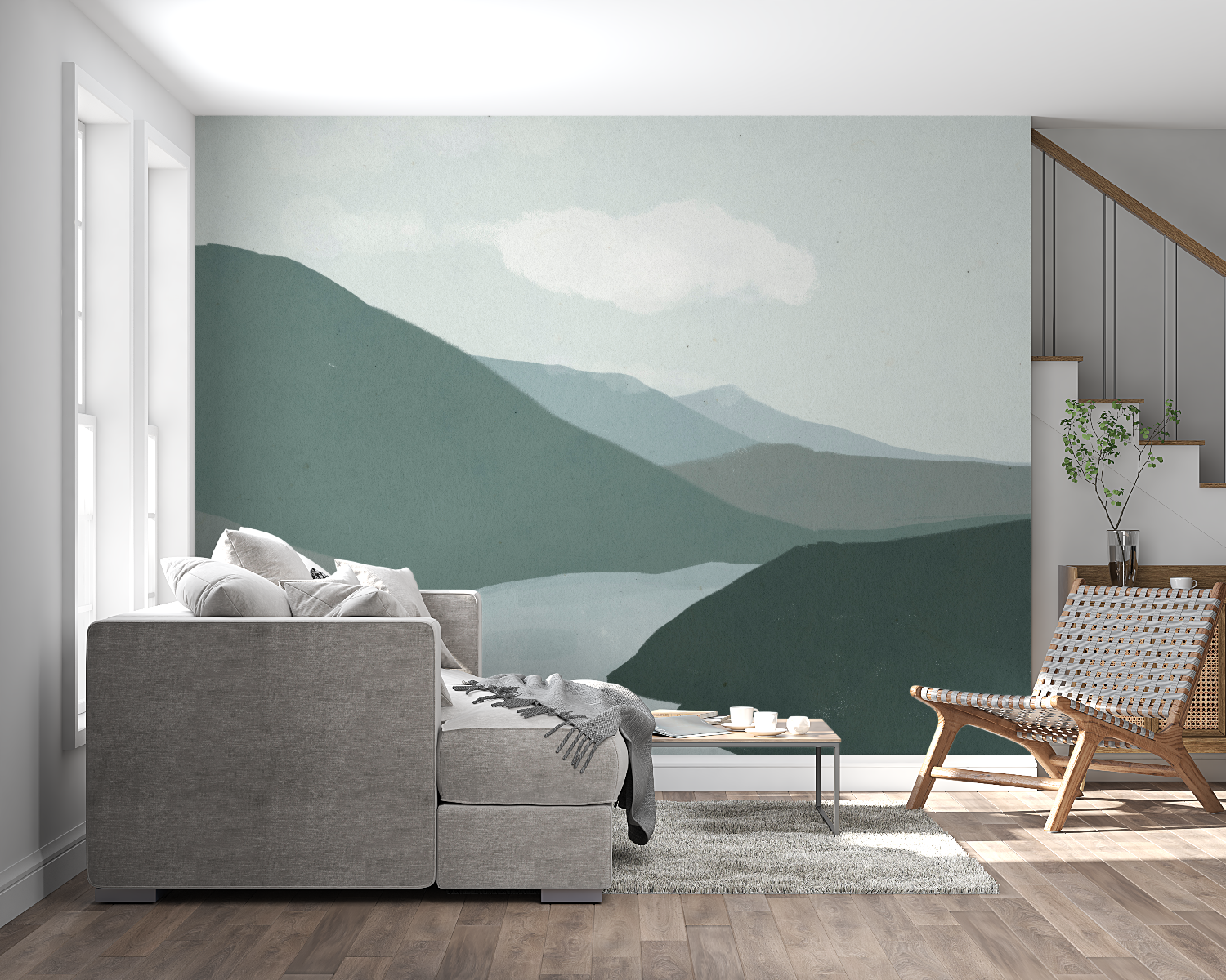 Watercolor Nordic Landscape Wallpaper | Murals Wallpaper