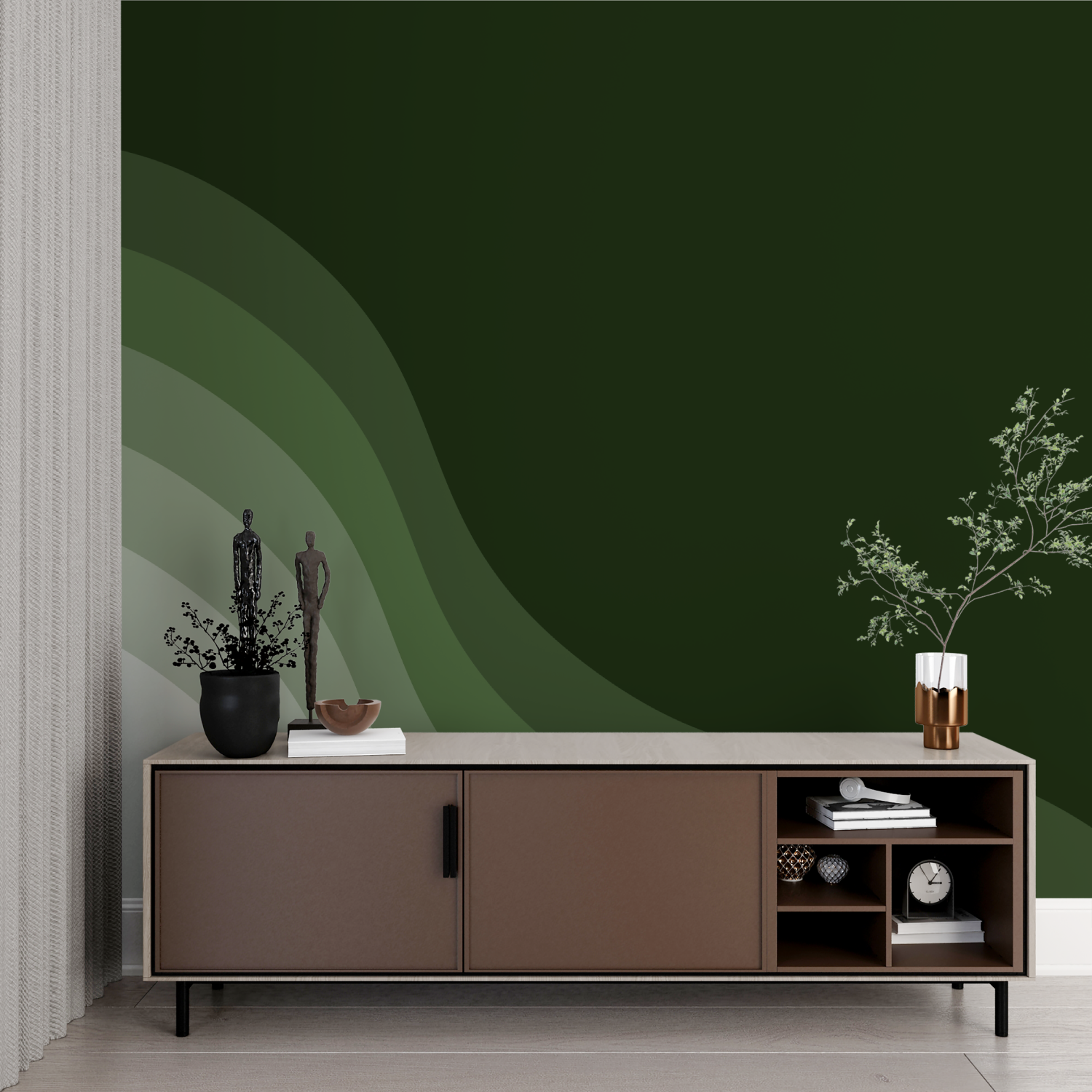 Gradient Green Wave Wallpaper | Murals Wallpaper