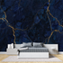 Navy Blue Golden Marble Mural Wallpaper
