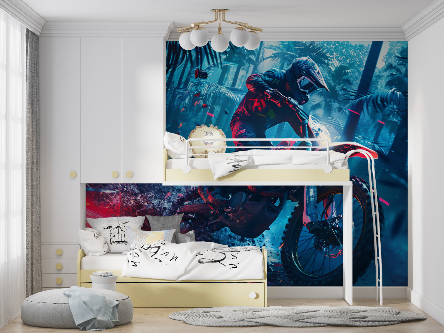 Tapete Garçon Motocross Neon – Wandteppiche
