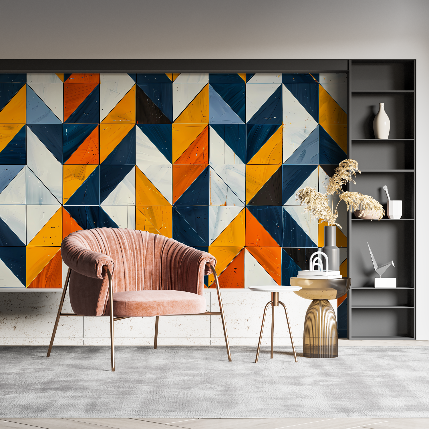 Geometric Pattern Orange Wallpaper | Murals Wallpaper