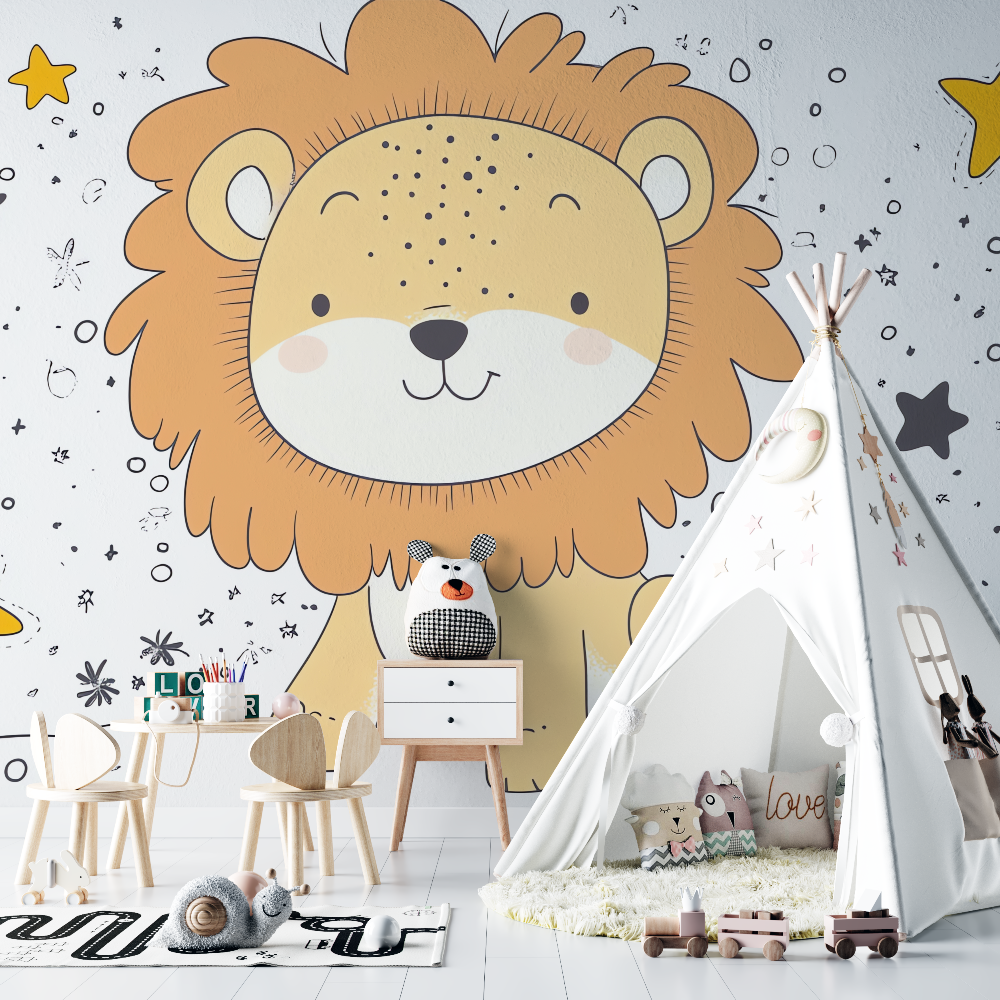 Lion and Stars Wallpaper | Murals Wallpaper