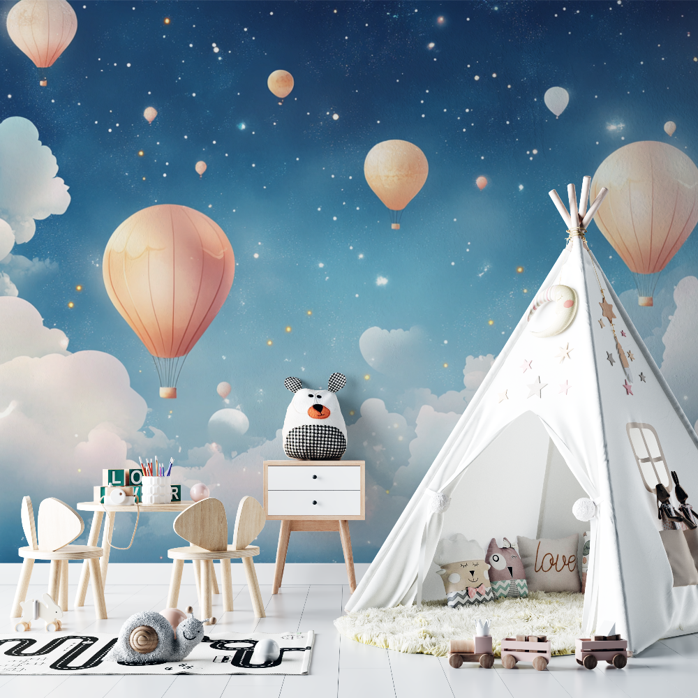 Balloon Wallpaper with Peaceful Night Sky | Murals Wallpaper