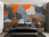 Gray and Orange Circular Wallpaper | Murals Wallpaper