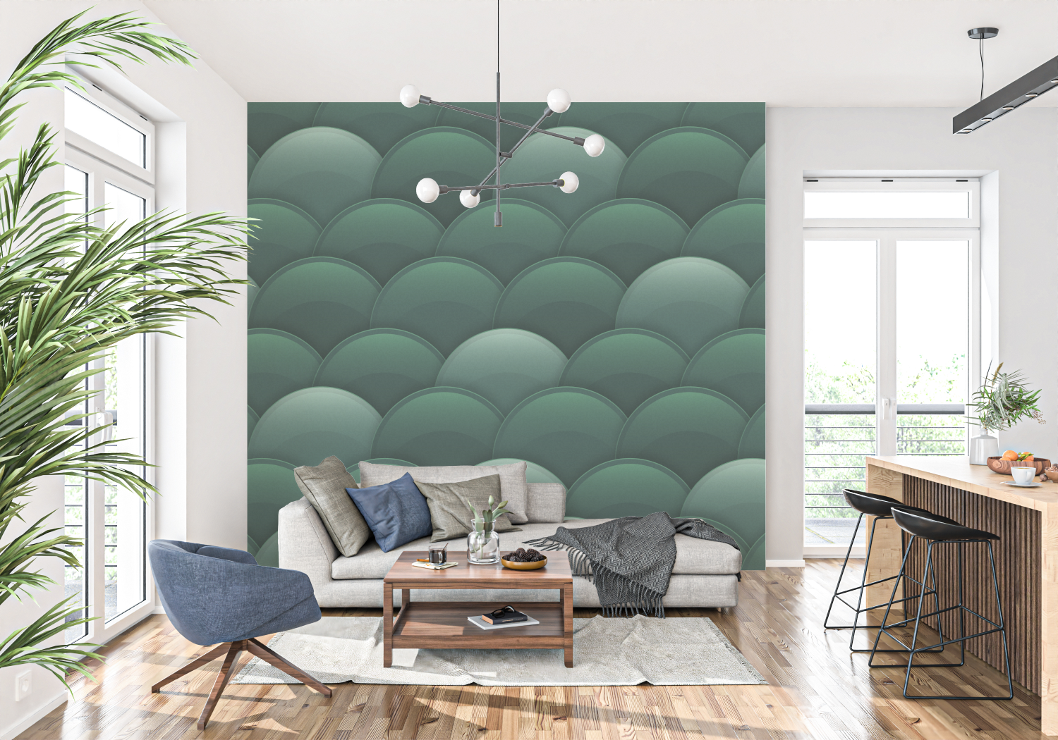 Green Patterned Wallpaper | Murals Wallpaper