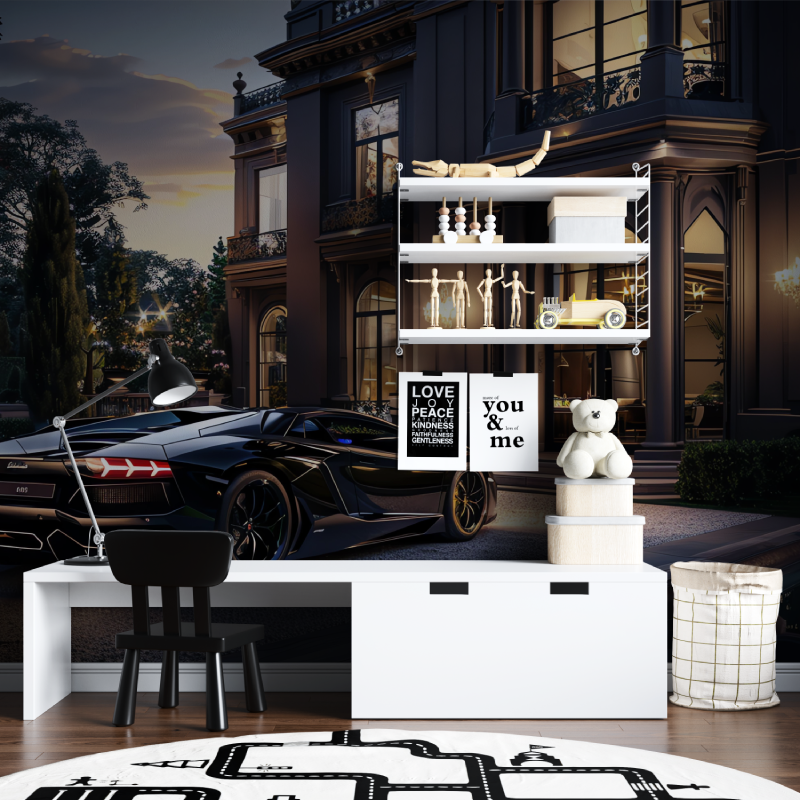 Luxury Car and Villa Wallpaper | Murals Wallpaper
