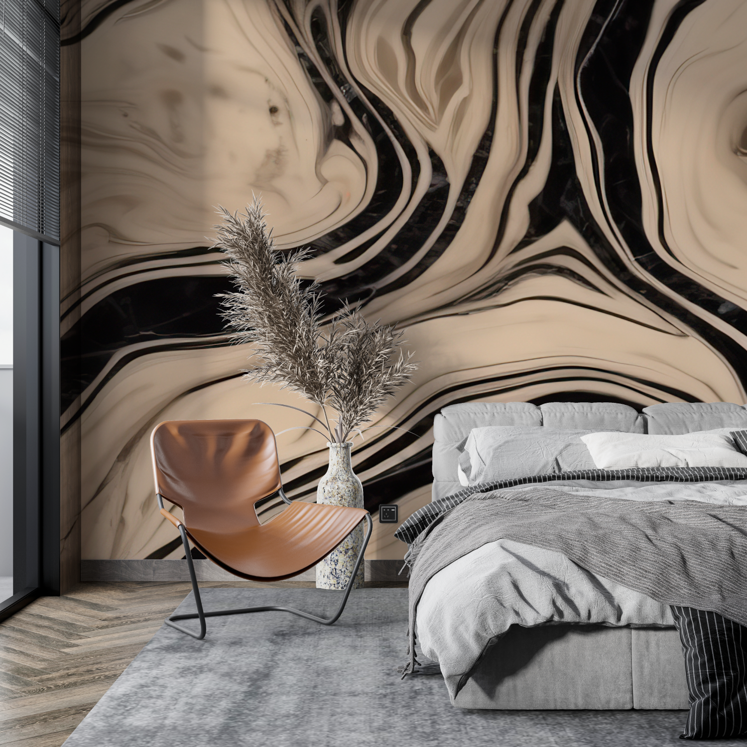 Beige and Black Wallpaper | Murals Wallpaper