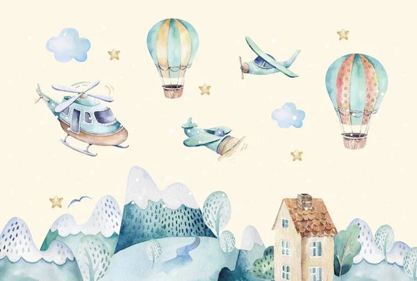 Mural Airplane, Helicopter and Glider Wallpaper