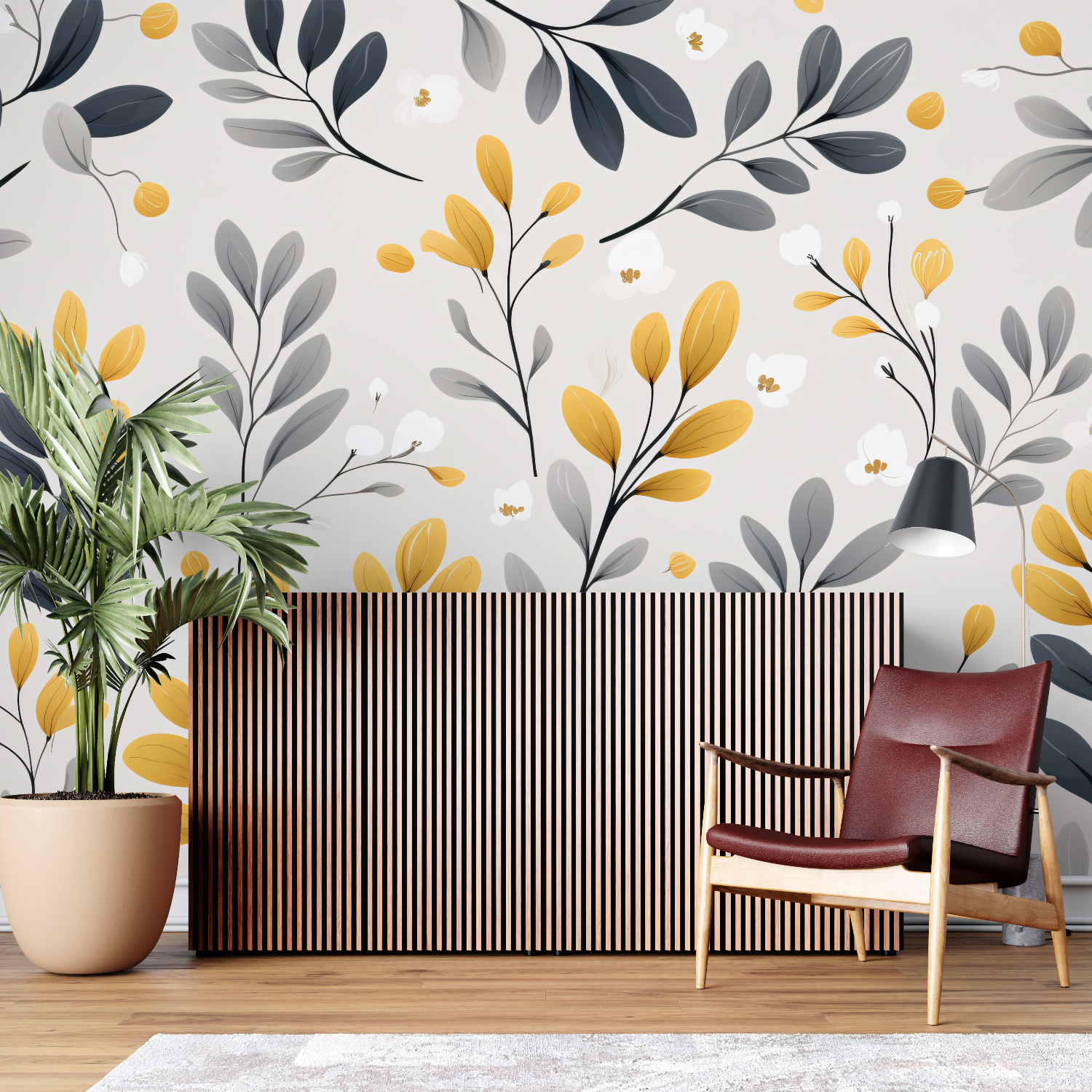 Gray and Mustard Yellow Wallpaper | Murals Wallpaper