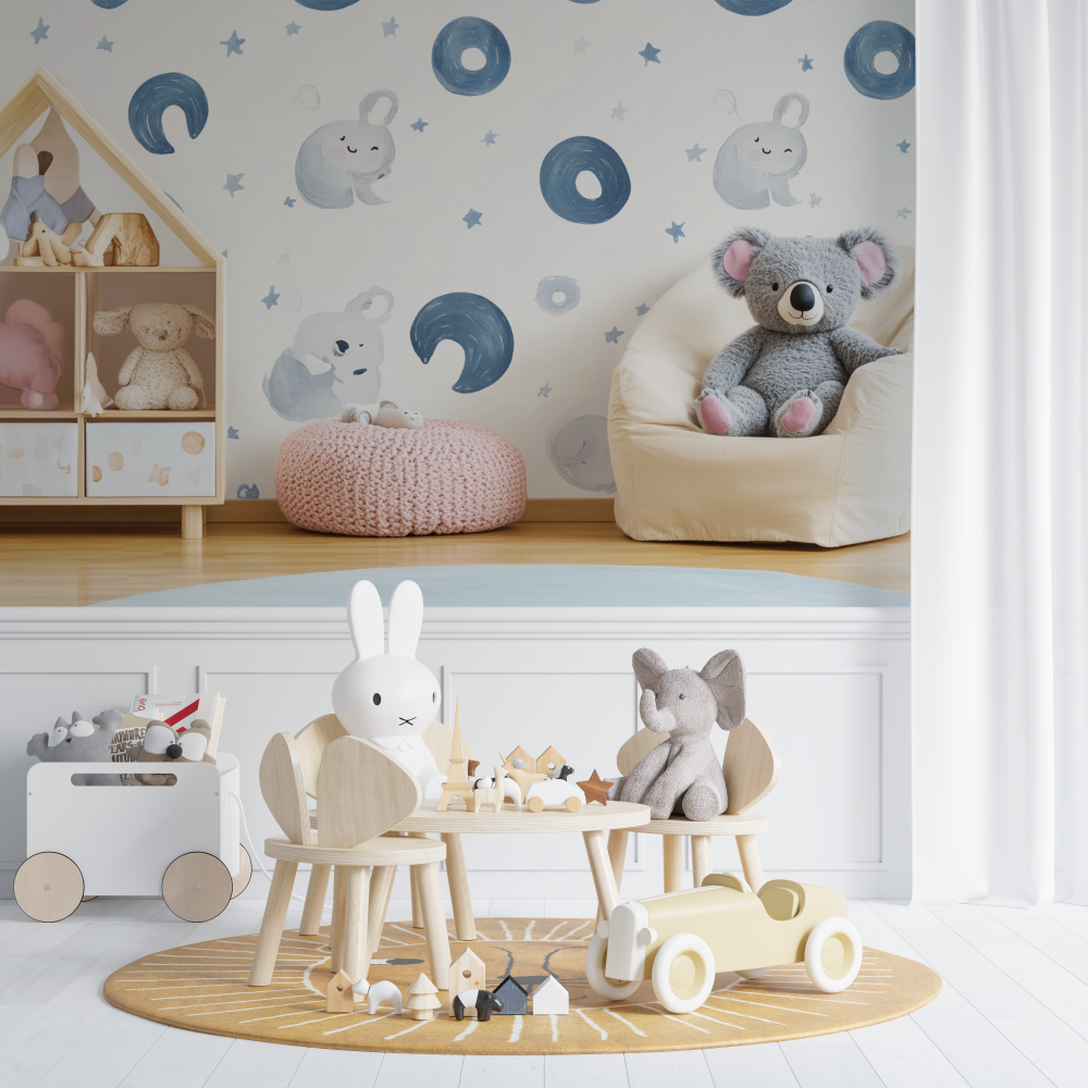 Pastel Koala Wallpaper with Moon Arc | Murals Wallpaper