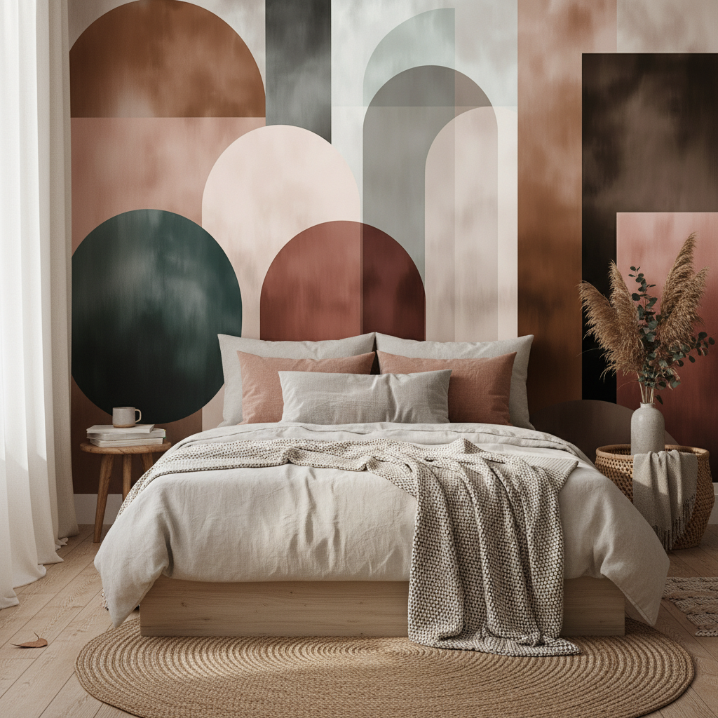 Japandi Minimalist Geometric Shapes Mural Wallpaper