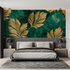 Gold and Green Leafy Wallpaper | Murals Wallpaper