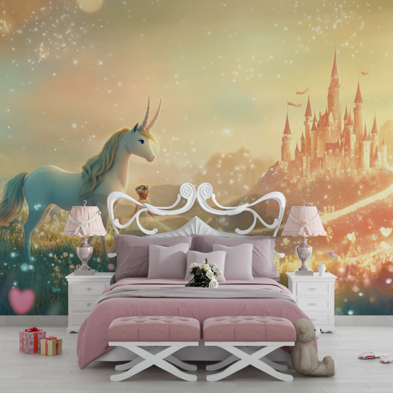 Princess and Unicorn Castle Wallpaper | Murals Wallpaper