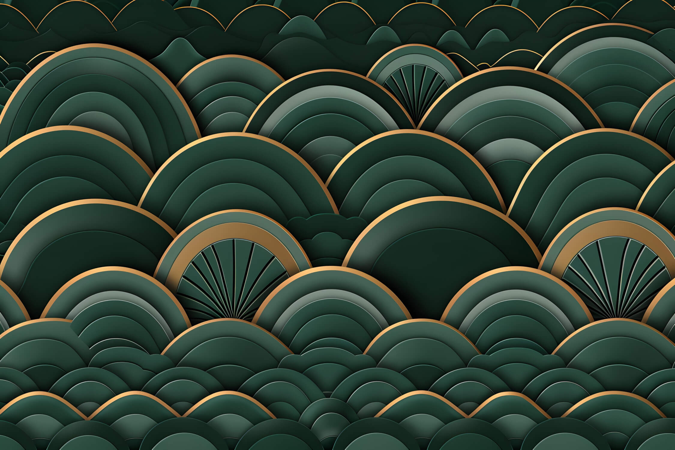 3D Green Japanese Wallpaper | Murals Wallpaper