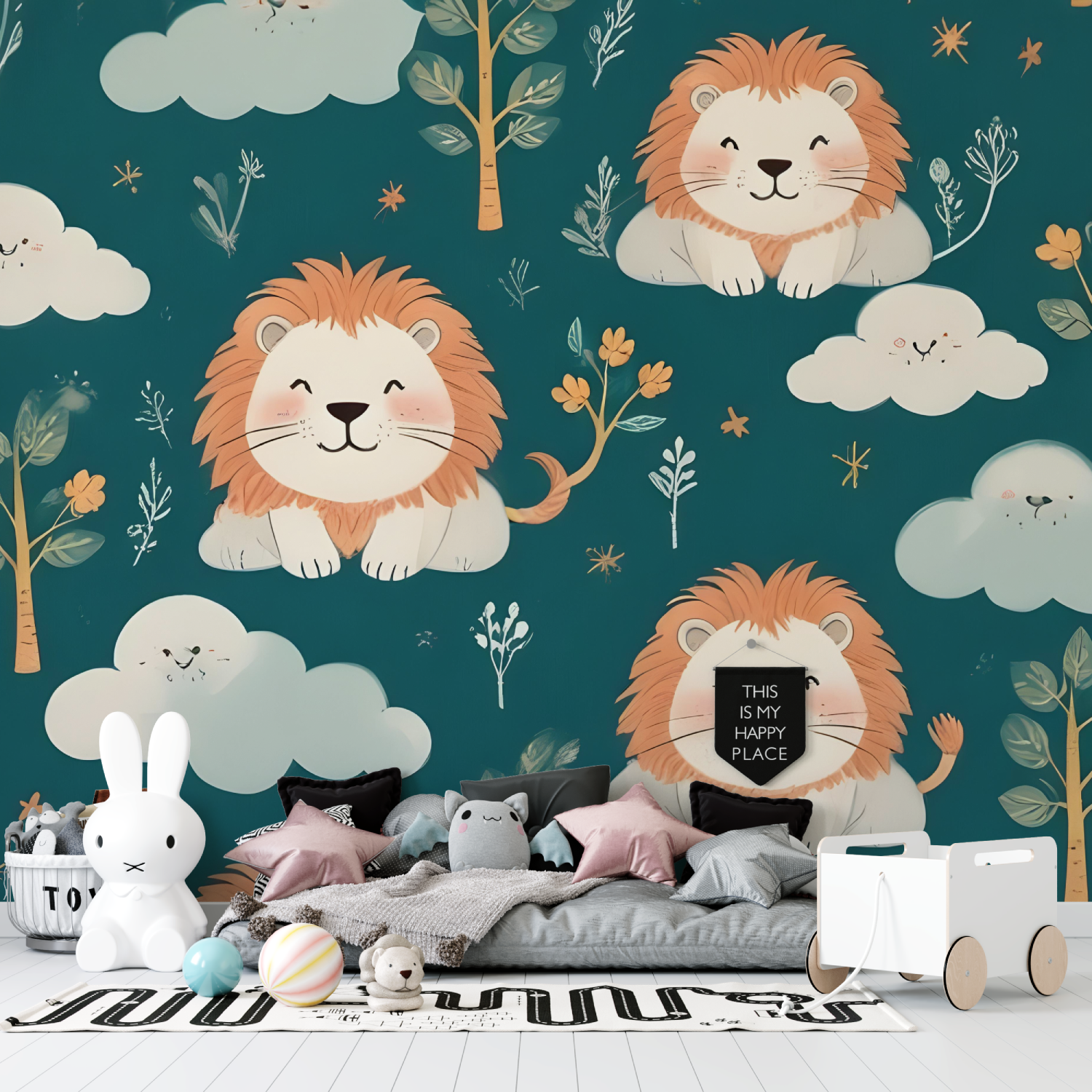 Lion Pattern Kids Wallpaper | Murals Wallpaper