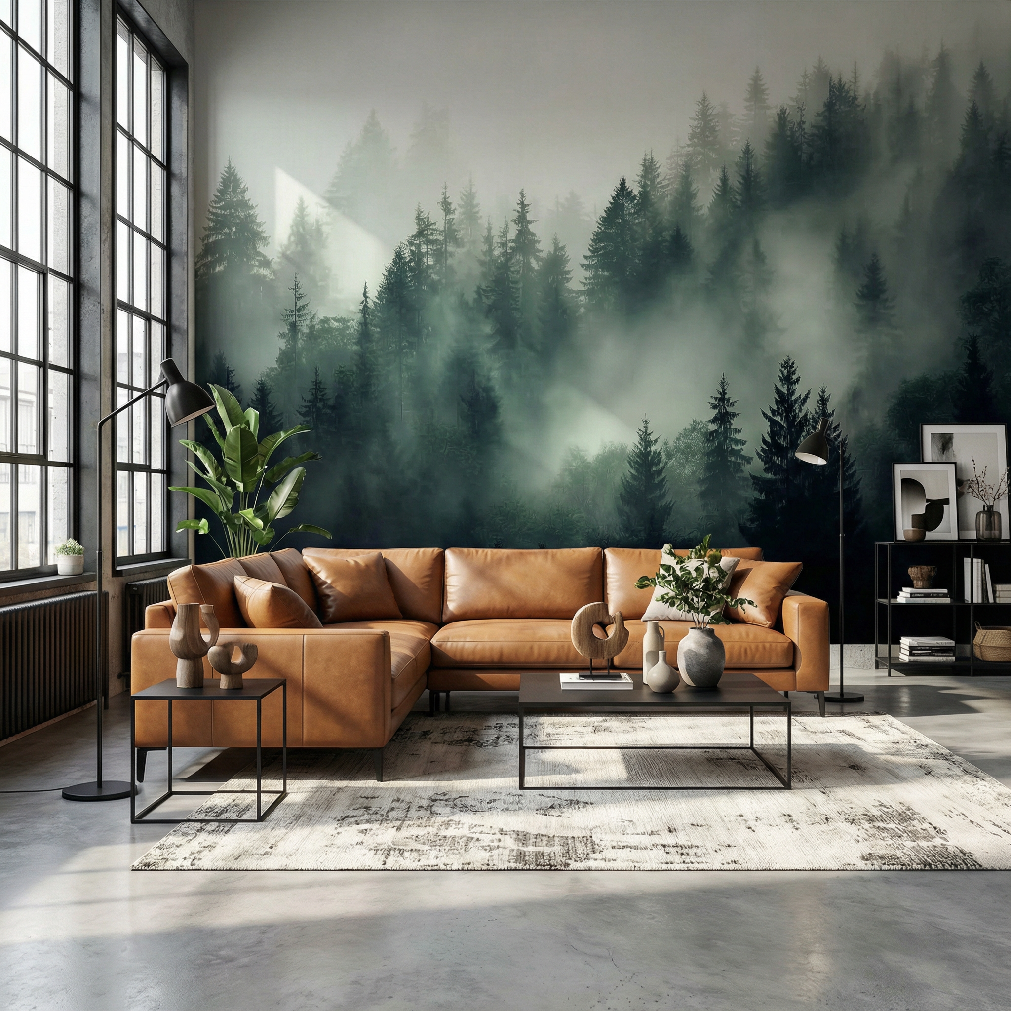Dark Moody Fog Forest Mural Wallpaper