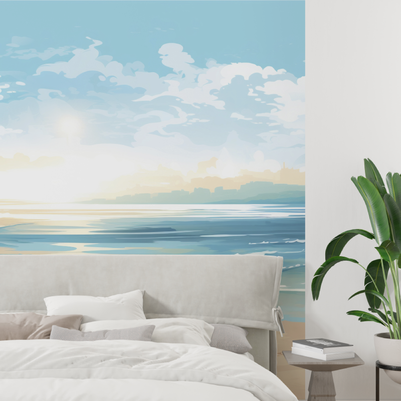 Strand-Aquarell-Tapisserie aus Papier und Ozean-Tandance