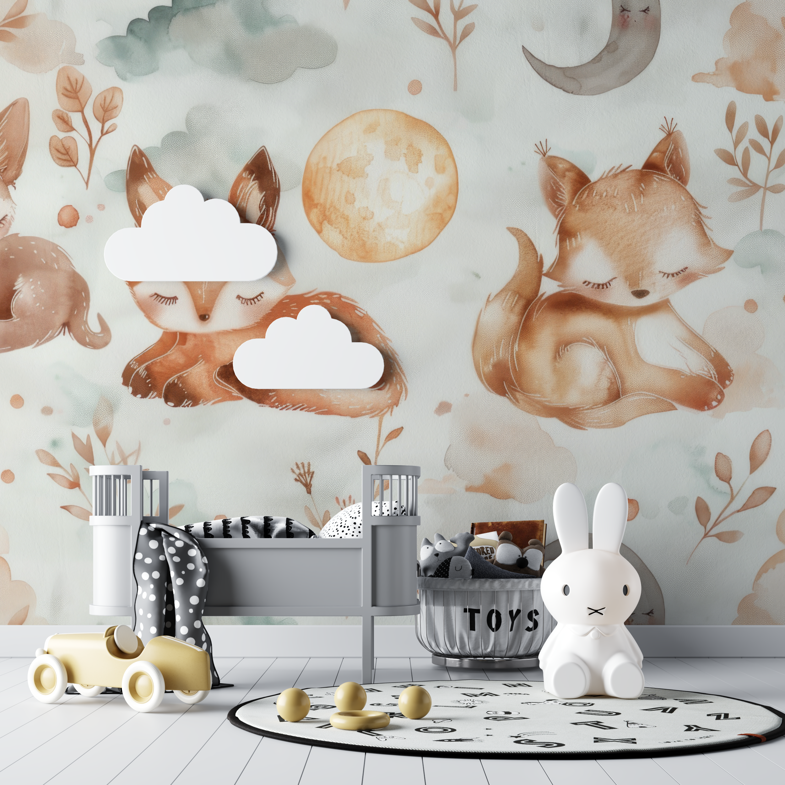 Baby Foxes Cocooning Wallpaper | Murals Wallpaper