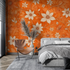 Vintage Orange Flowers Wallpaper | Murals Wallpaper