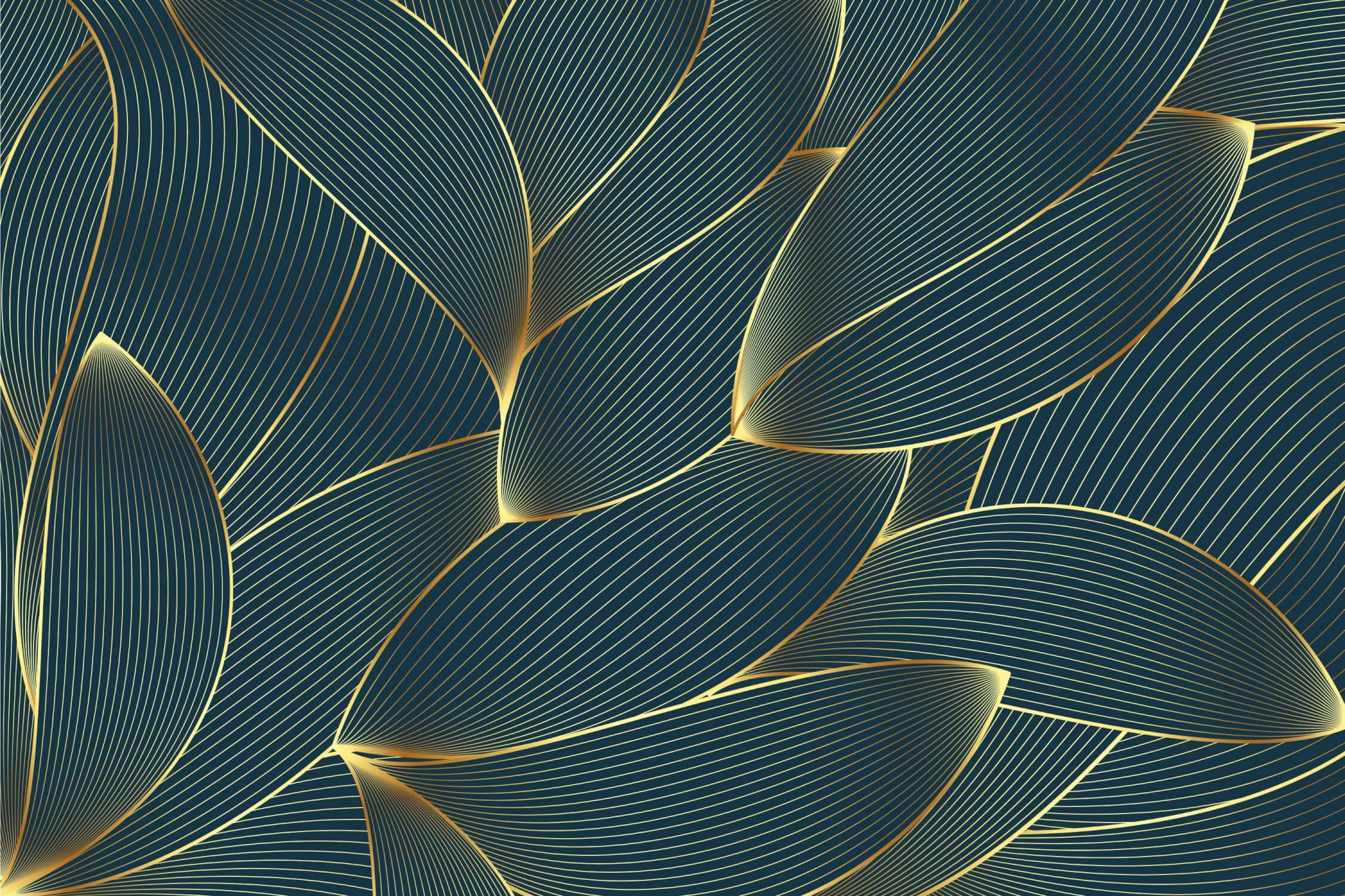 Petroleum Blue and Gold Wallpaper | Murals Wallpaper