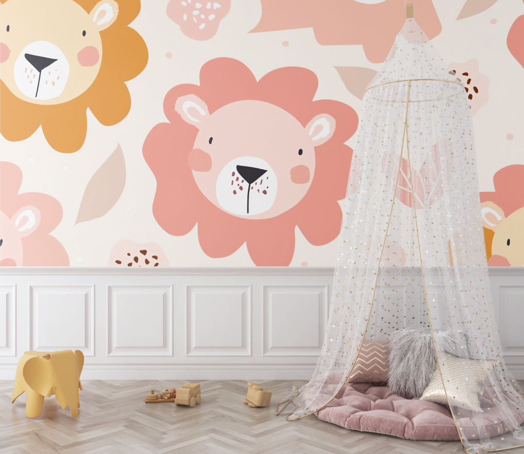Lion and Pastel Colors Wallpaper | Murals Wallpaper