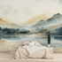 Watercolor Lakeside Landscape Wallpaper | Murals Wallpaper