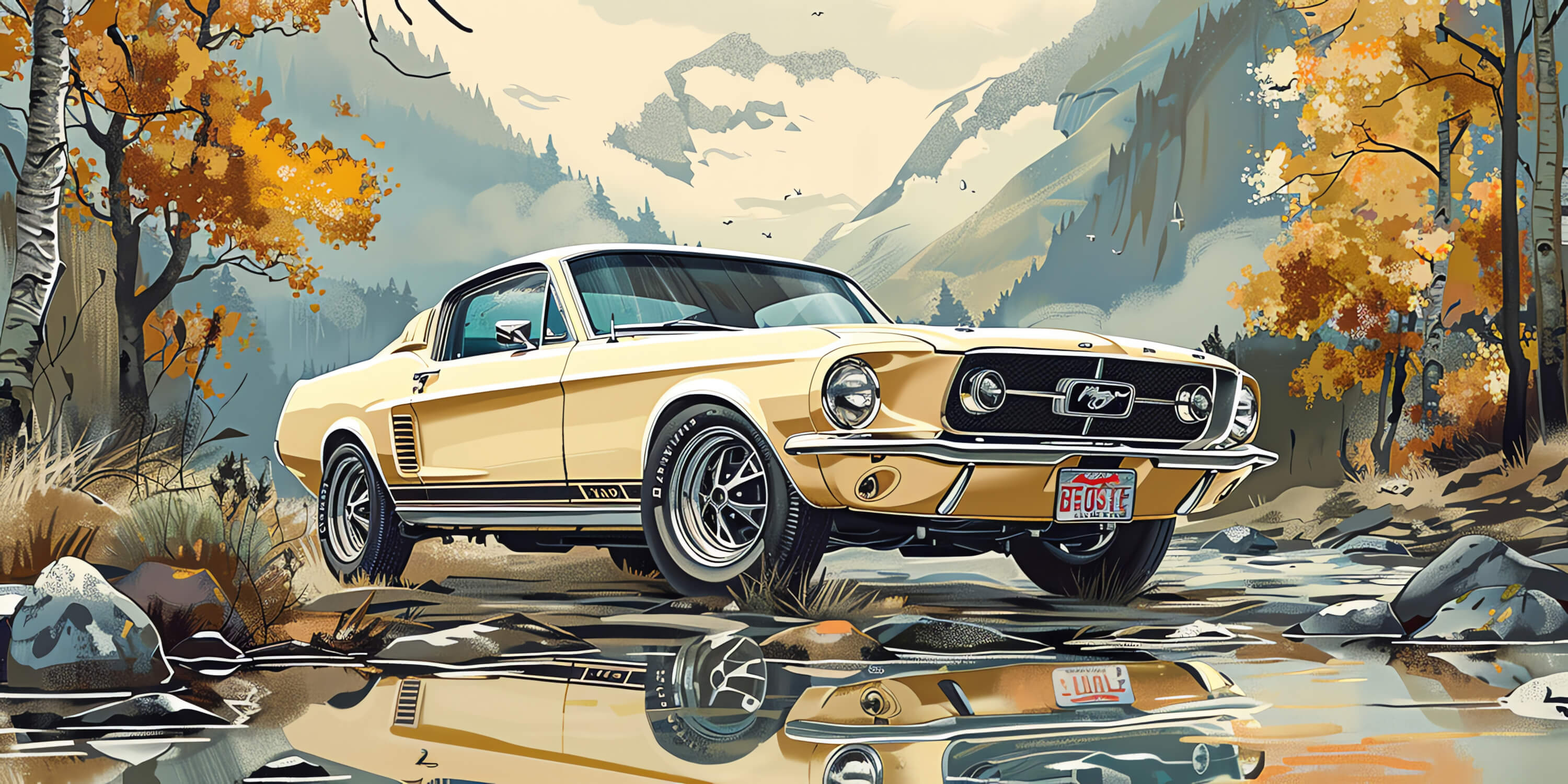 Vintage Mustang Wallpaper | Murals Wallpaper