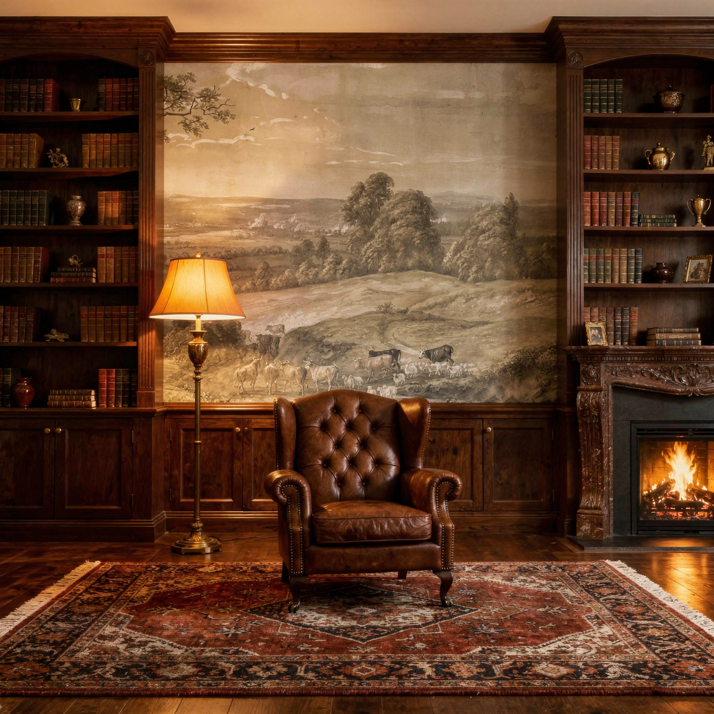 Panoramic Vintage Landscape Wall Mural
