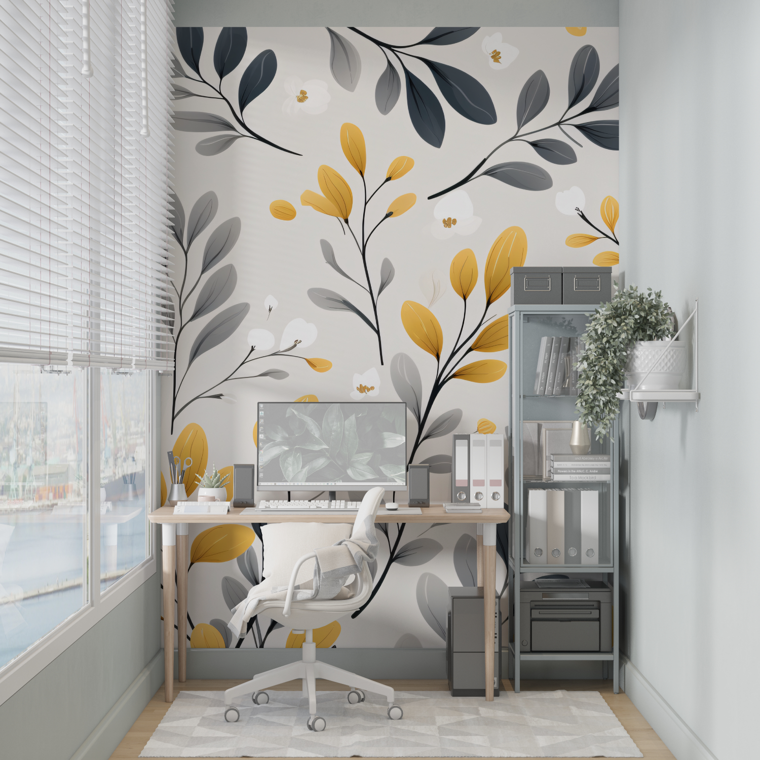 Gray and Mustard Yellow Wallpaper | Murals Wallpaper
