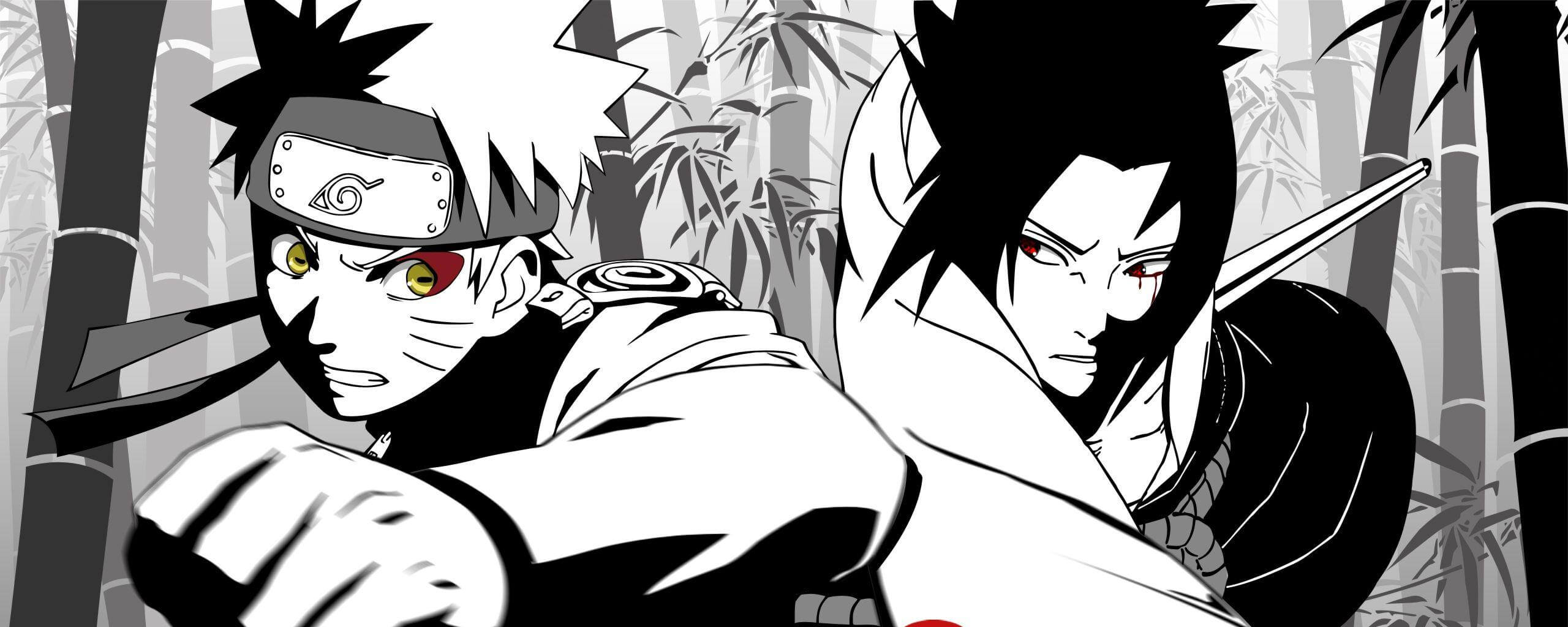 Naruto Combat Black and White Wallpaper | Murals Wallpaper
