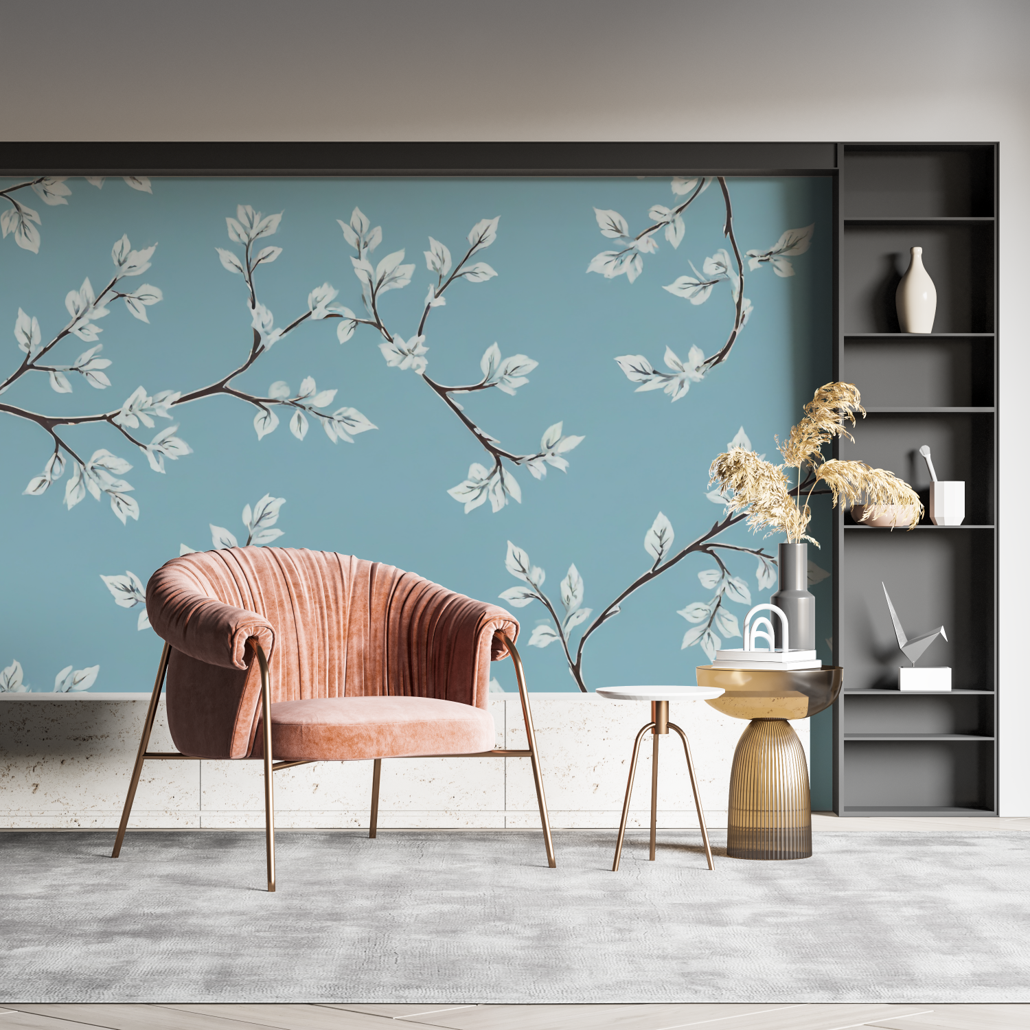 Gray and Blue Wallpaper | Murals Wallpaper