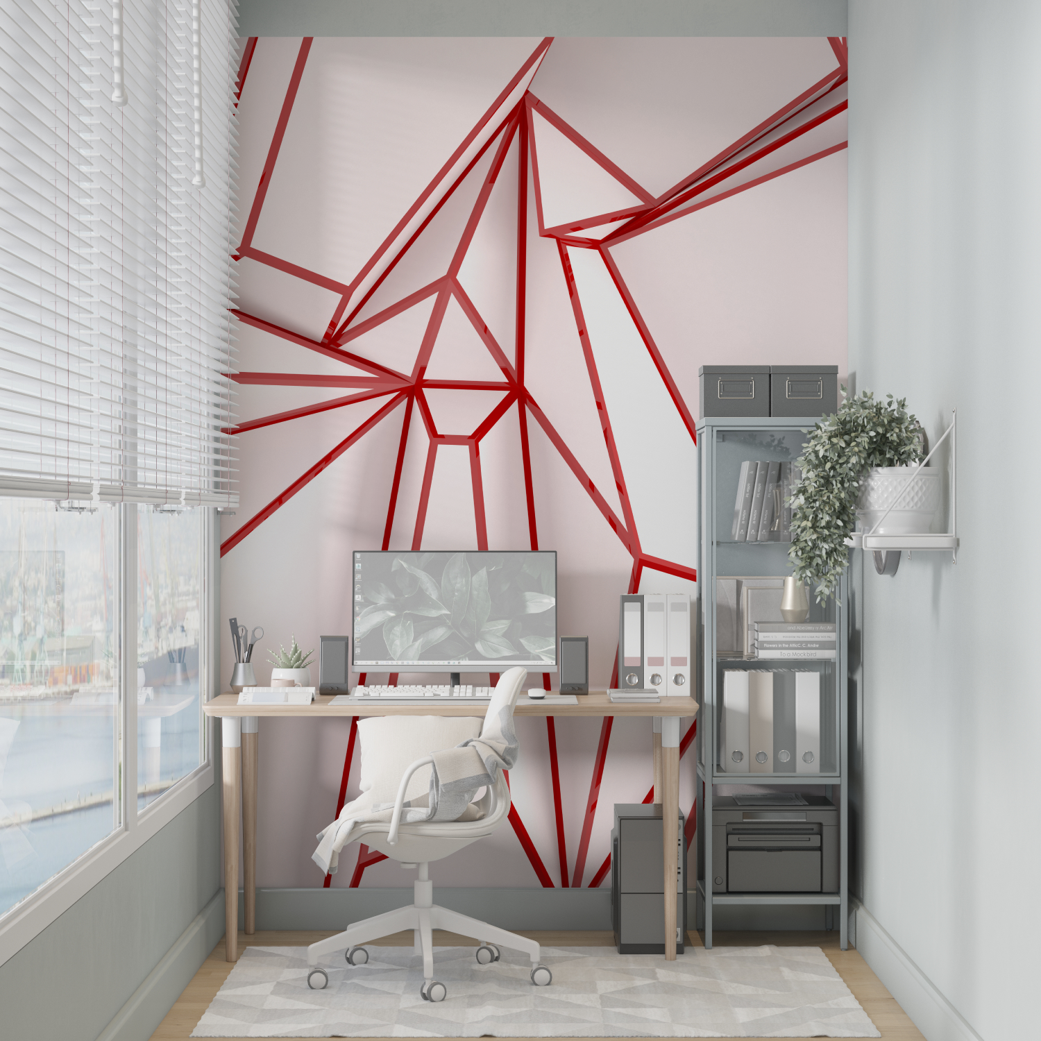 Red and White Geometric Wallpaper | Murals Wallpaper