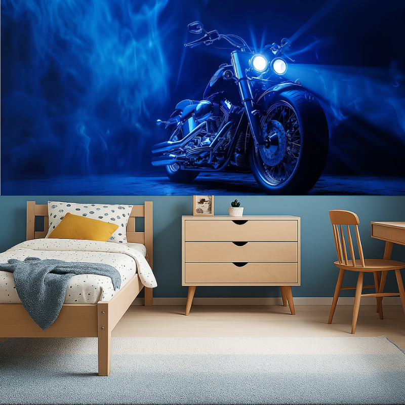 Beautiful Blue Tone Motorcycle Wallpaper | Murals Wallpaper