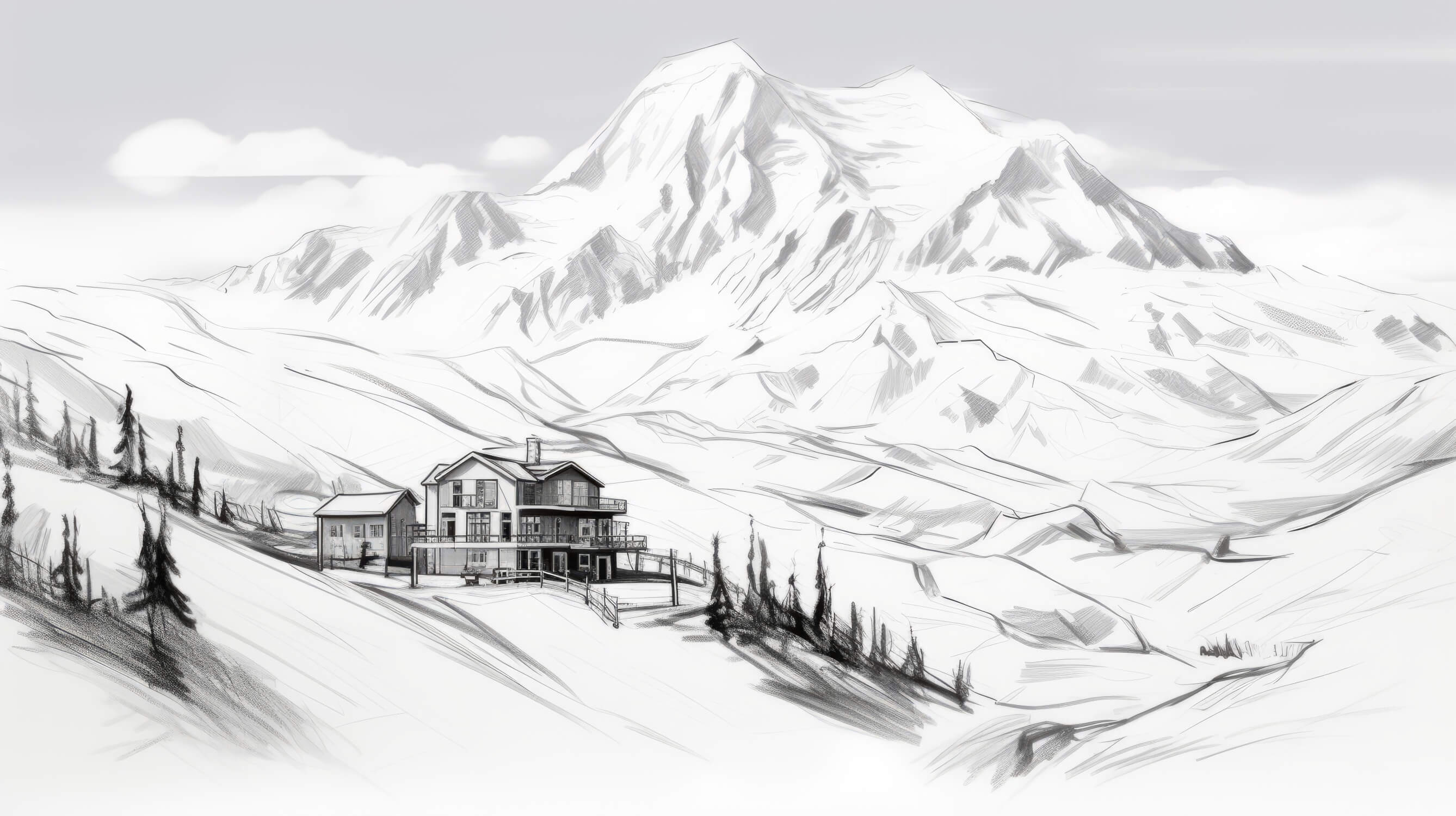 Black and White Chalet Design Wallpaper | Murals Wallpaper