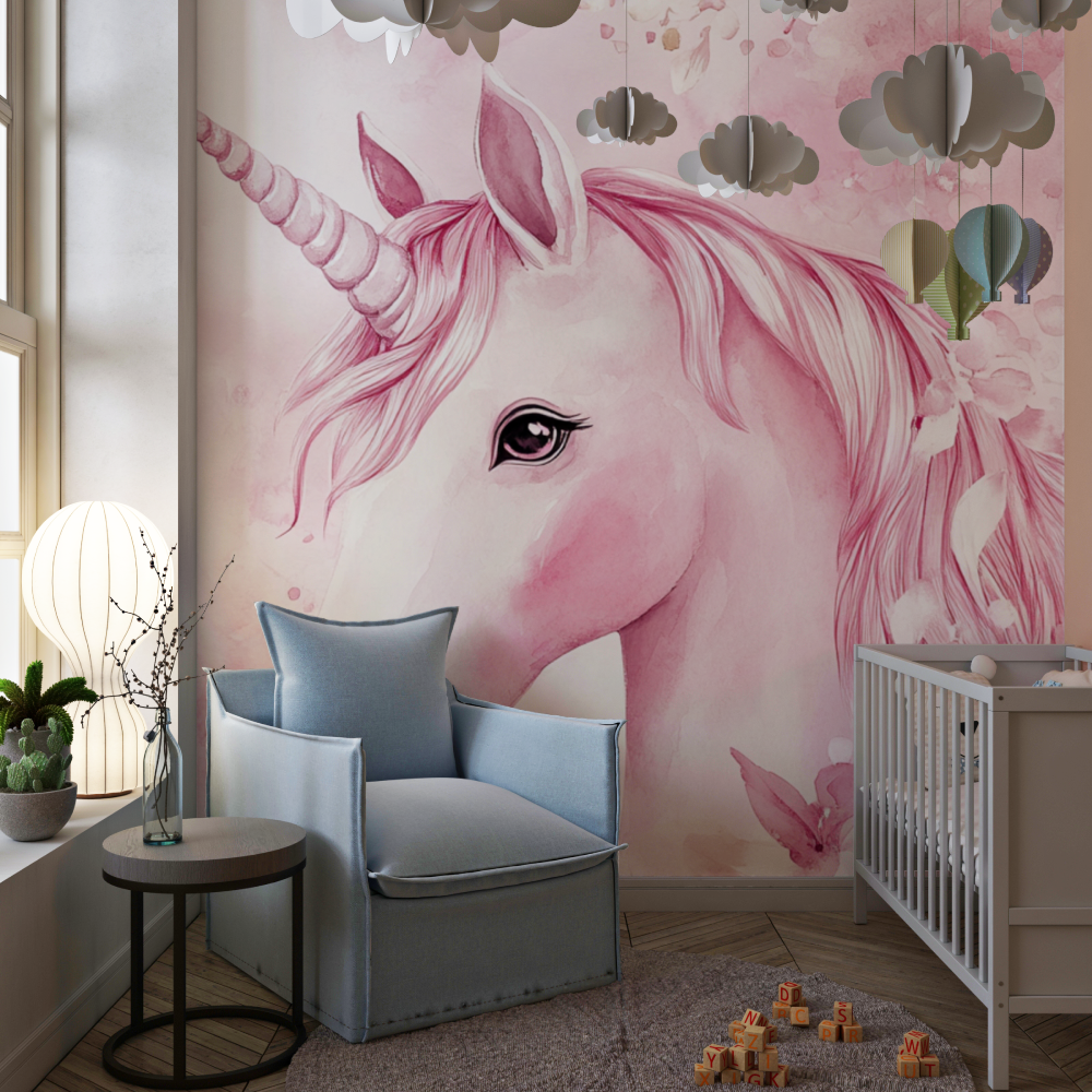 Unicorn Theme Pink Bedroom Wallpaper | Murals Wallpaper