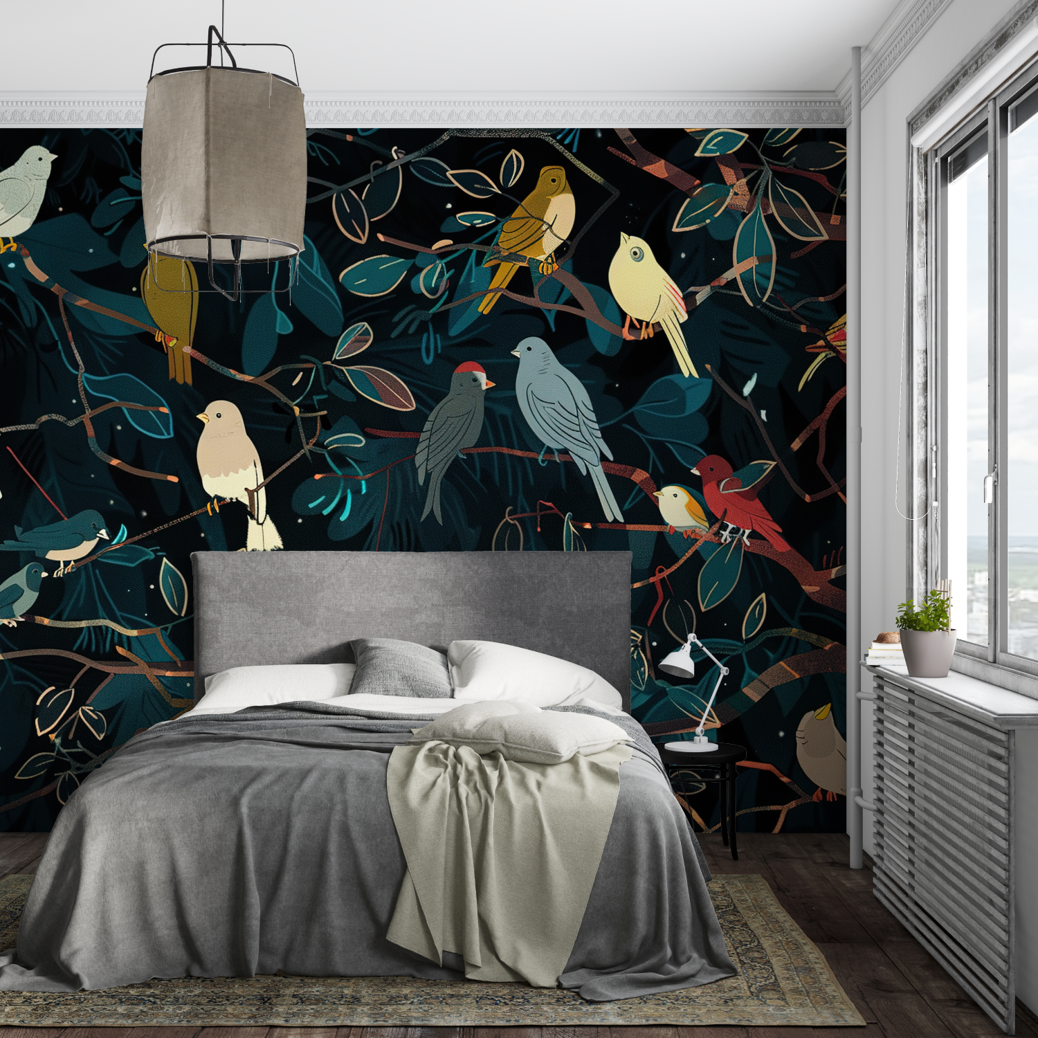 Birds Wallpaper Black Background | Murals Wallpaper