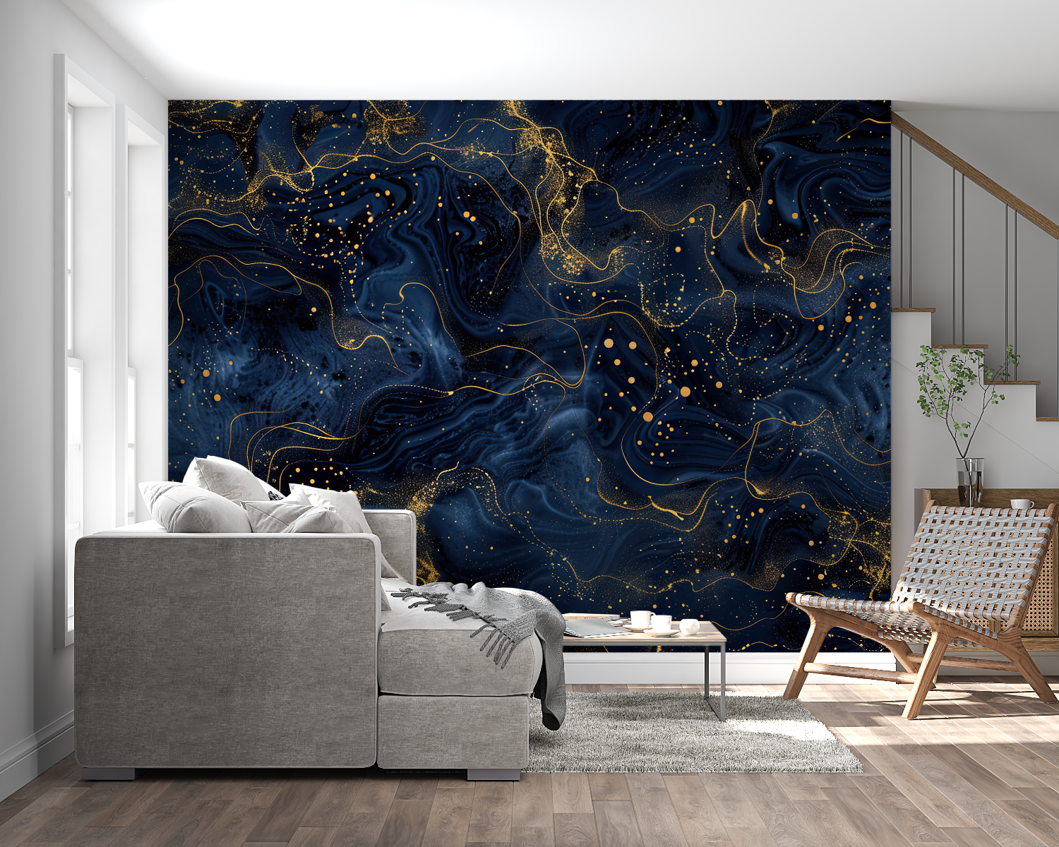 Blue and Black Wallpaper | Murals Wallpaper