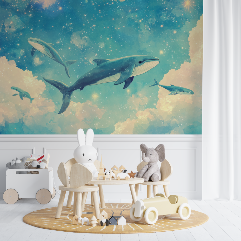 Pastel Ocean Whale Wallpaper | Murals Wallpaper