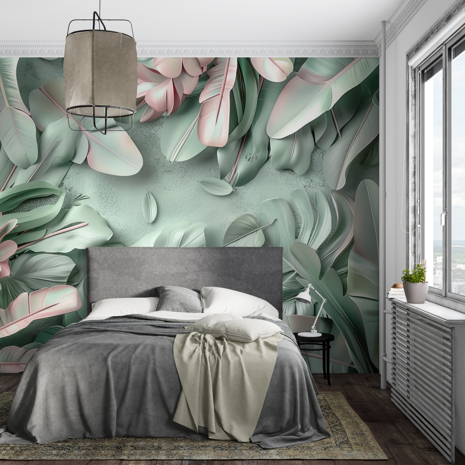Green and Pink Jungle Wallpaper Design | Murals Wallpaper